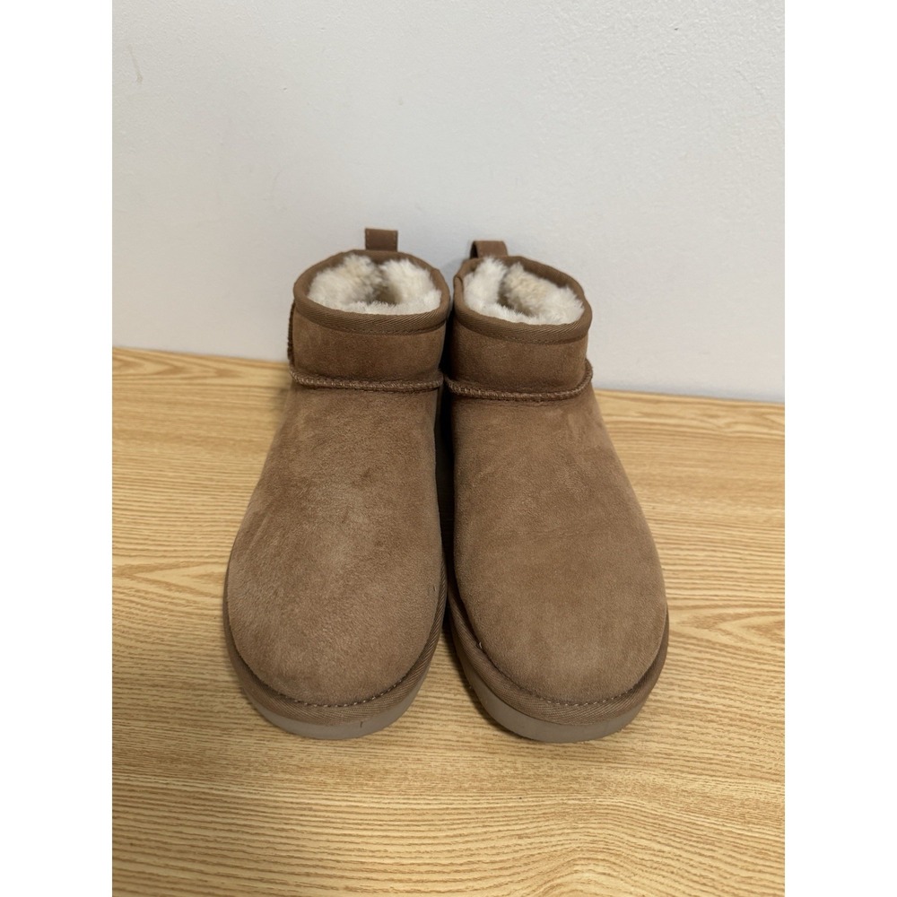 UGG Australia Classic Ultra Mini Chestnut Suede Ankle Boots Womens 7